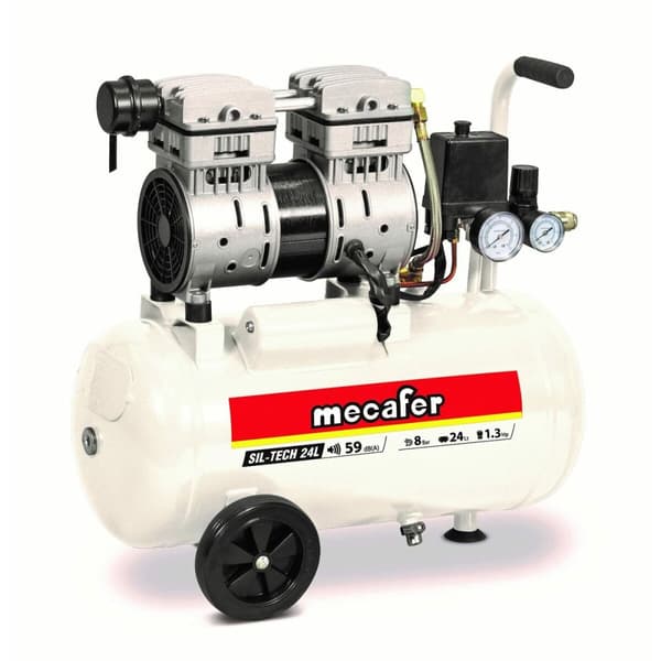 Luftkompressor MECAFER 425523 Vandret Stille 8 bar 24 L