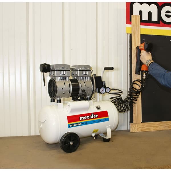 Luftkompressor MECAFER 425523 Vandret Stille 8 bar 24 L