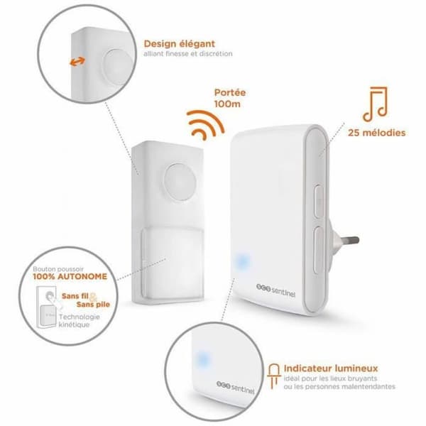 Dørklokke SCS SENTINEL EcoBell 100 (230 V)