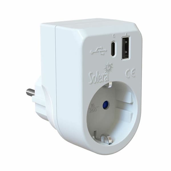 Stikadapter Solera 860usbac 250 V 16 A USB USB-C