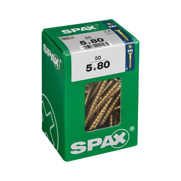 Eske med skruer SPAX Yellox Tre Flatt hode 50 Deler (5 x 80 mm)