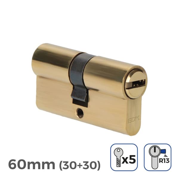 Sylinder EDM 85186 r13 Gyllen Messing Kort kam 60 x 30 x 17 mm Europeisk