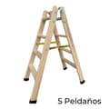 Miniatyrbilde 2 av 2: 5-trinns sammenleggbar Stige Plabell Tre 139 x 31/51 cm