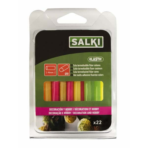 Kuumaliimapuikot Salki 430106 Monivärinen Sisustus Fluori Ø 8 x 95 mm 105 g (22 osaa)