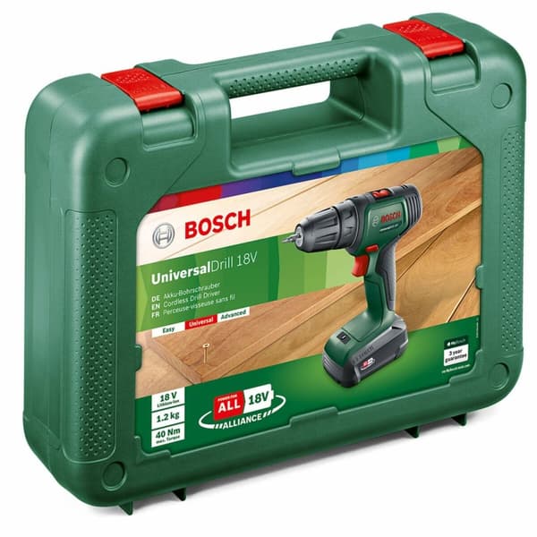 Pora ja tarvikesetti BOSCH Universaldrill 18 Power 4All 18 V 40 Nm