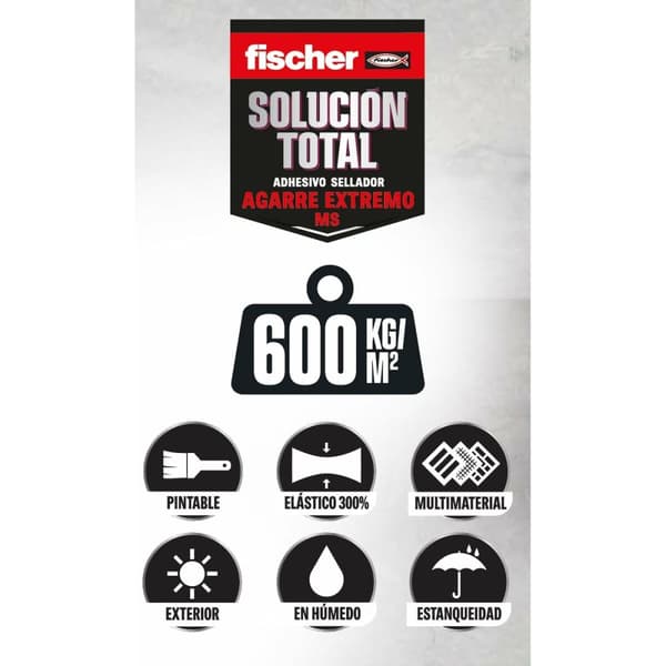 Tiivistysaine / liima Fischer Solución Total 572475 Valkoinen 290 ml Erittäin vahva