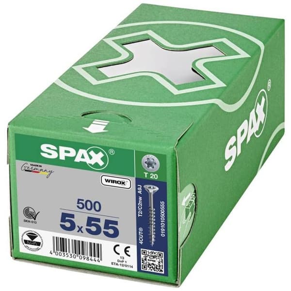 SPAX 0191010500555 Träskruv 5 mm 55 mm T-STAR plus stål WIROX 500 st.