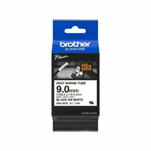 Varmekrympende Slangesett Brother HSE221E 9 mm 1,5 m Svart/Hvit