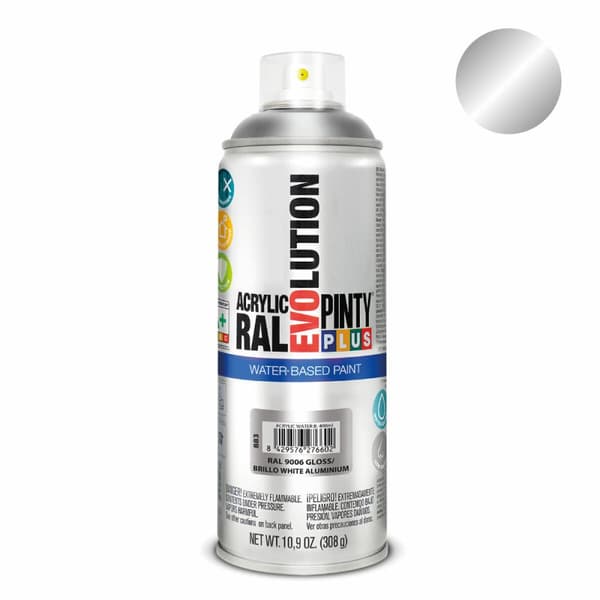 Spraymaali Pintyplus Evolution RAL 9006 Vesipohjainen White Aluminium 400 ml