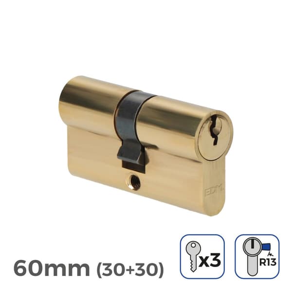 Cylinder EDM 85183 r13 Gyllene Mässing Kort kamlås 60 x 30 x 17 mm Europeisk