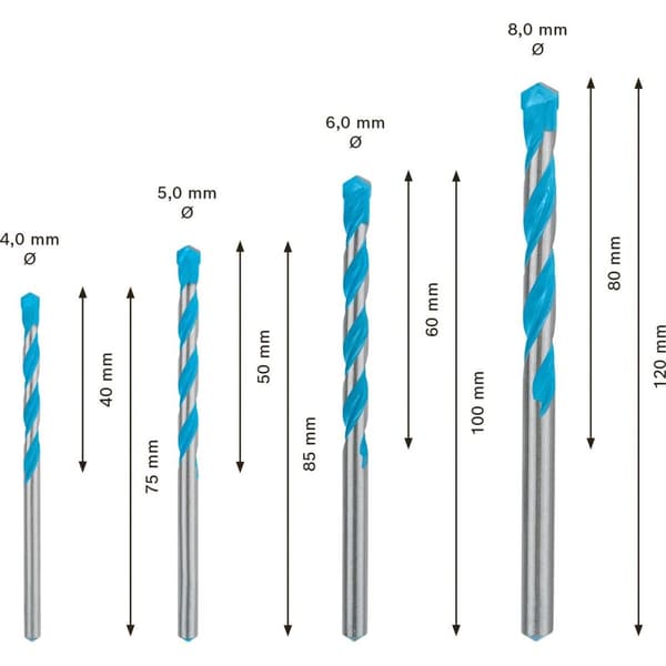 Spolset BOSCH Expert CYL-9 Multiconstruction Ø 4 mm Ø 5 mm Ø 6 mm Ø 8 mm 4 Delar