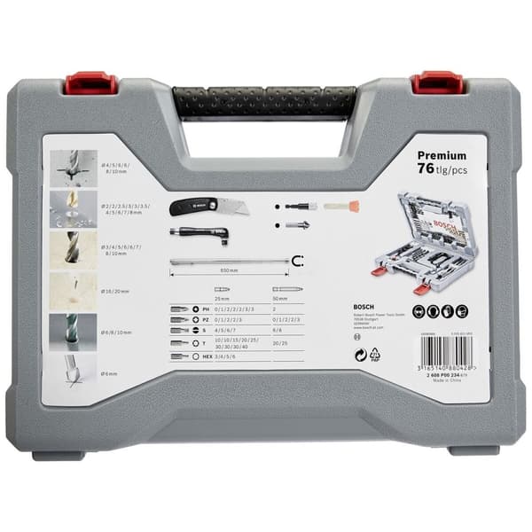 Spolset BOSCH 2608P00234 76 Delar Rostfritt stål Transportfodral