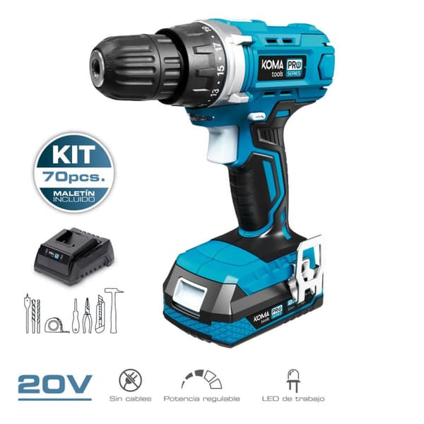 Borr- och tillbehörssats Koma Tools Pro Series Skruvmejsel 70 piezas