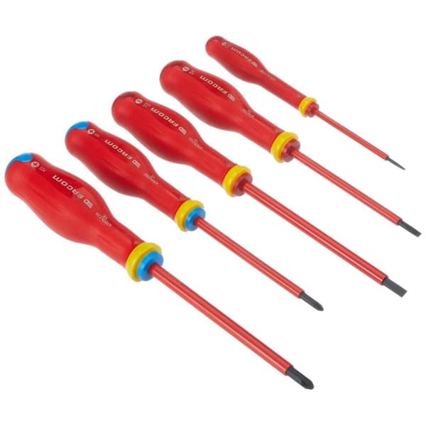 Skruvmejselset Facom Protwist Isolated 1000V AT5VE.PB Platt Pozidriv 5 Delar