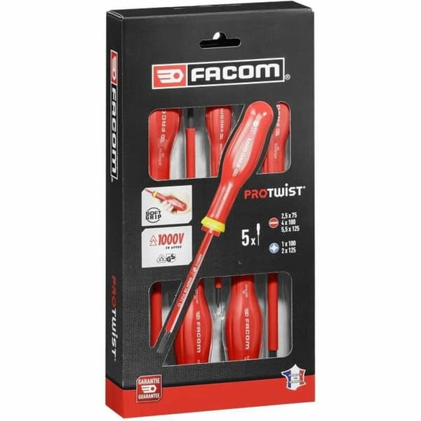 Skruvmejselset Facom Protwist Isolated 1000V AT5VE.PB Platt Pozidriv 5 Delar