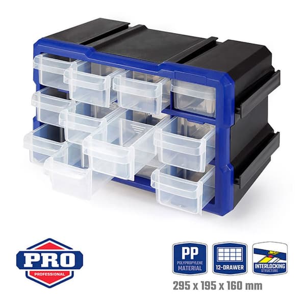Flerfunktionslådor Workpro Transparent 12 lådor Stapelbara