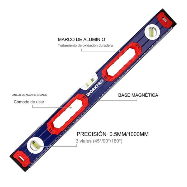 Vesivaaka Workpro Alumiini 60 cm Magneettinen