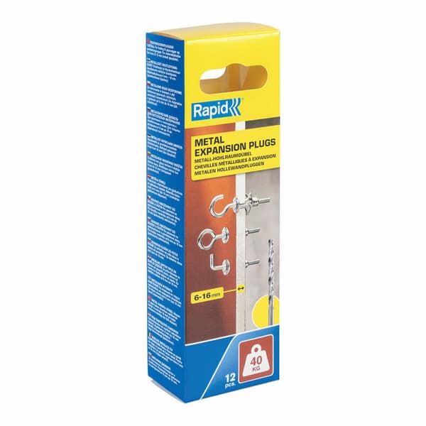 Koukkujen, silmäpulttien ja ripustimien setti Rapid Ø 11 x 37 mm Laajennus Metalli 12 osaa