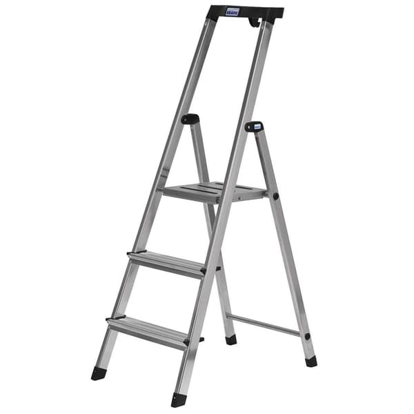 Hoppvikbar trappstege, 3 steg Krause 126313 Silvrig Aluminium