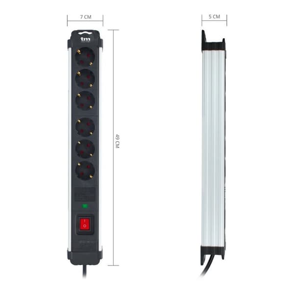Stikdåse - 6 udtag med kontakt TM Electron 230 V