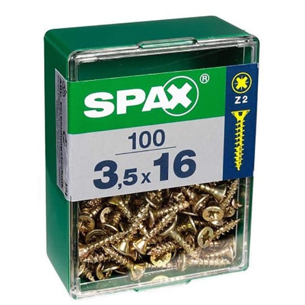 Æske med skruer SPAX Yellox Træ Fladt hoved 150 Dele (2 x 10 mm)