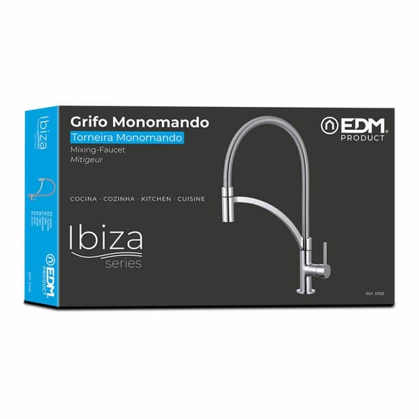 Hane med blandingsbatteri EDM 01125 Ibiza Rustfrit stål Kobber Zink 4,9 x 20 x 44, 5 cm