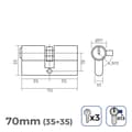 Miniatyrbillede 3 af 3: Cylinder EDM 85185 r13 Gylden Kobber Kort camlock Europæisk