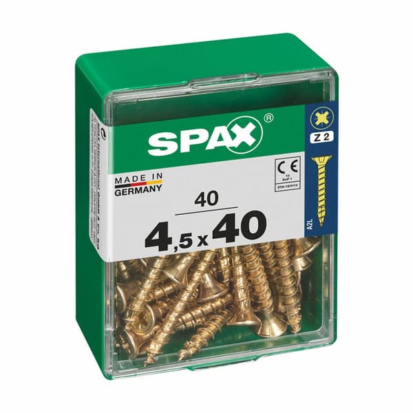 Æske med skruer SPAX træskrue Fladt hoved (4,5 x 40 mm)