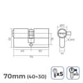 Miniatyrbillede 3 af 3: Cylinder EDM 85181 r13 nikkel Kort camlock Europæisk