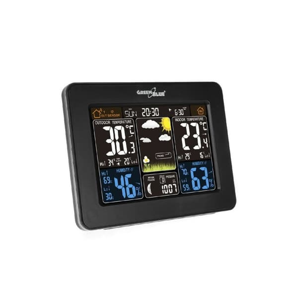 Multifunktionel vejrstation Greenblue GB523 Sort
