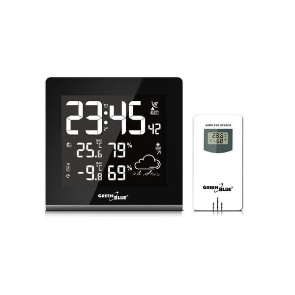 Multifunktionel vejrstation Greenblue GB151 Hvid Sort