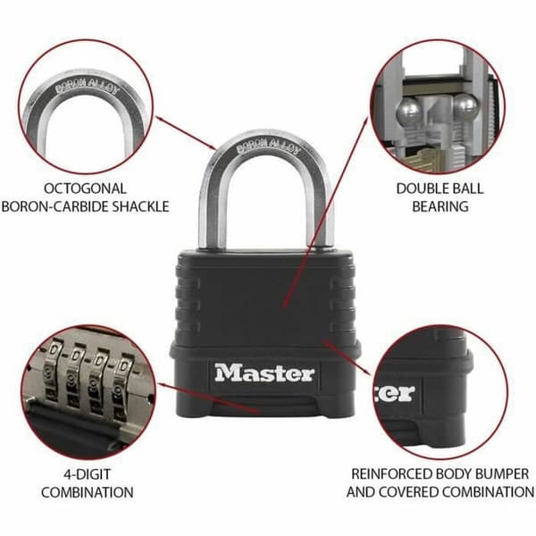 Kombination hængelås Master Lock M178EURD Stål Zink Sort
