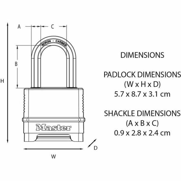 Kombination hængelås Master Lock M178EURD Stål Zink Sort