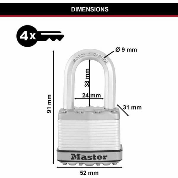 Nøgle hængelås Master Lock (3 enheder)