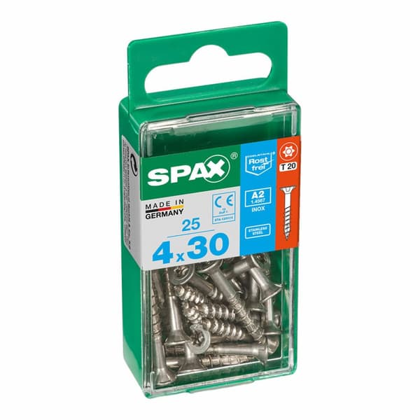 Låda med skruvar SPAX 4197000400301 Träskruv Platt huvud (4 x 30 mm) (4,0 x 30 mm)