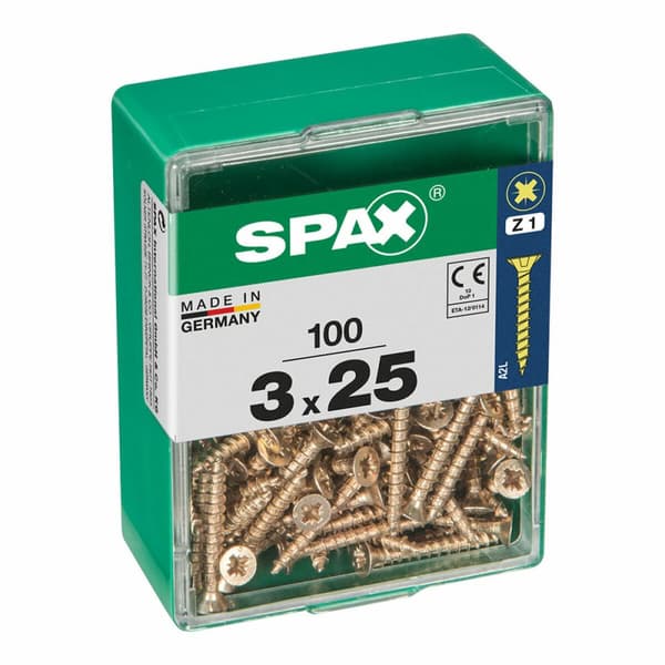 Æske med skruer SPAX træskrue Fladt hoved (3,0 x 25 mm)