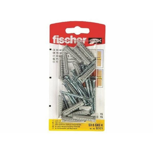 Rawplugs og skruer Fischer Rawplugs og skruer 15 enheder (6 x 30 mm)