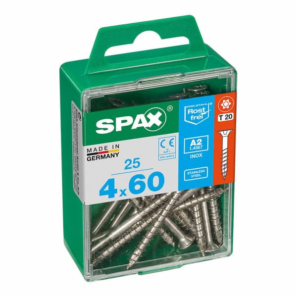 Æske med skruer SPAX 4197000400602 træskrue Fladt hoved (4 x 60 mm) (4,0 x 60 mm)