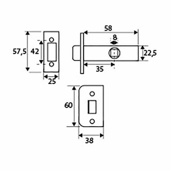 Salpa EDM 85638 PCT03 Teräs 68 x 25 x 57,5 mm Putkimainen