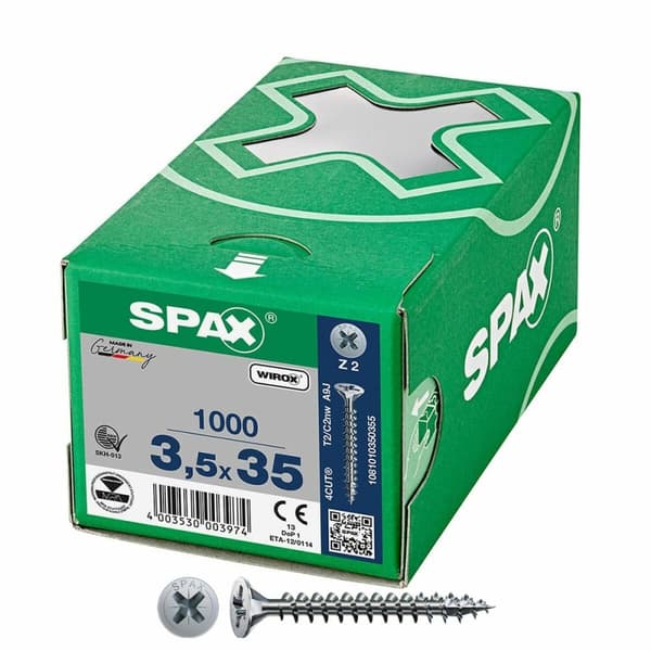 Æske med skruer SPAX Wirox Z2 Fladt hoved 3,5 x 35 mm 1000 Unidades