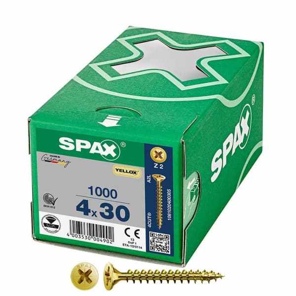 Æske med skruer SPAX Yellox Z2 Fladt hoved 4,0 x 30 mm 1000 Unidades