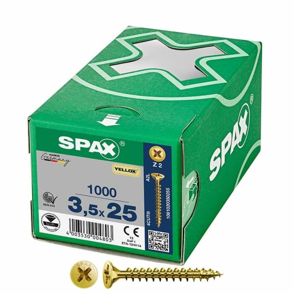 Æske med skruer SPAX Yellox Z2 Fladt hoved 3,5 x 25 mm 1000 Unidades