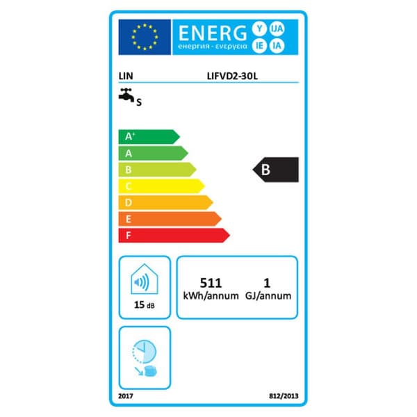 Elektroninen vesilämmitin Lin LIFVD2 30L biały 30 L