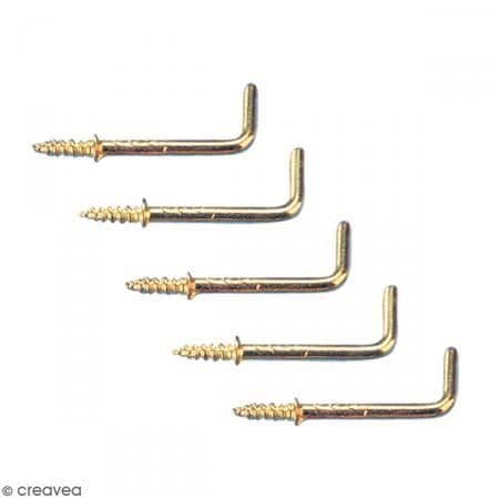 Gyllene skruvkrokar - 22 mm - 5 st Skruvkrokar: - Antal: 5 st - Färg: Guldgul - Mått: 22 mm - Material: