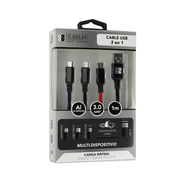Kabel Micro USB Subblim Premium 3in1