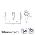 Miniatyrbild 3 av 3: Cylinder EDM 85189 r13 Gyllene Mässing Kort kamlås Europeisk