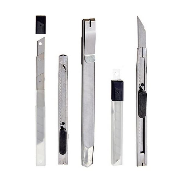 Brytbladskniv Set Silvrig Metall Plast 1,5 x 18,5 x 10 cm (24 antal)