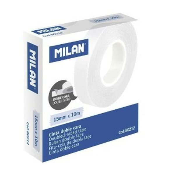 Dubbelsidig Tejp Milan 15 mm 10 m Transparent (10 antal)