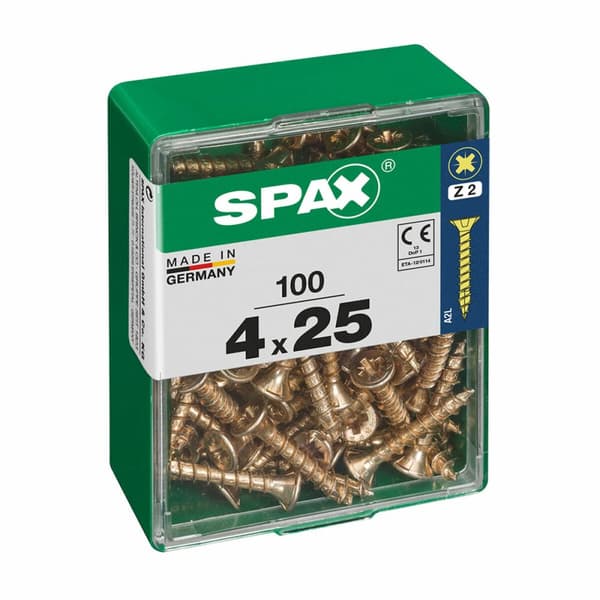Æske med skruer SPAX træskrue Fladt hoved (4 x 25 mm) (4,0 x 25 mm)
