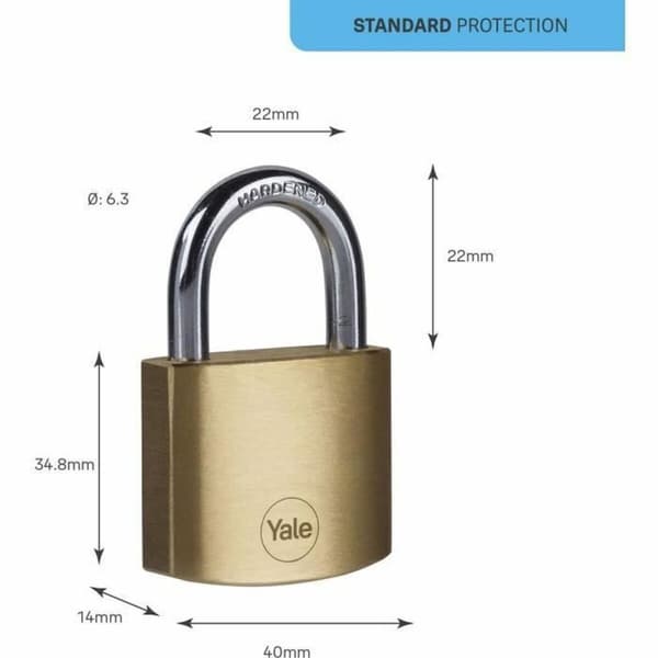 Nøgle hængelås Yale Rektangulær Gylden